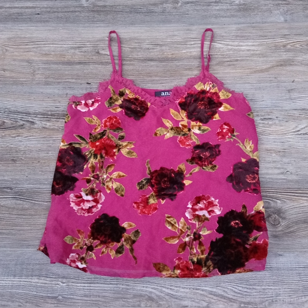 Floral Velvet Lace Lined Tank Top Blouse